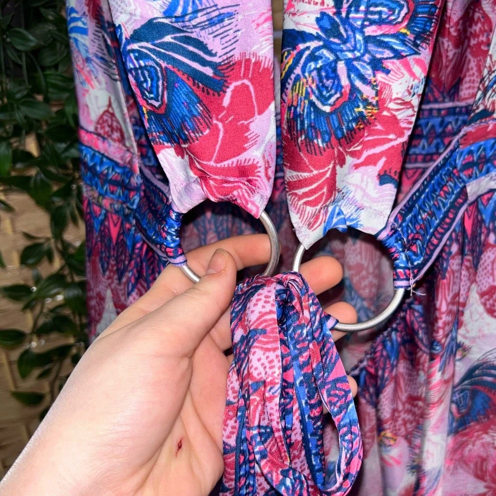 Free People Floral Print Pink & Blue Summer Dress - Picture 10 of 11